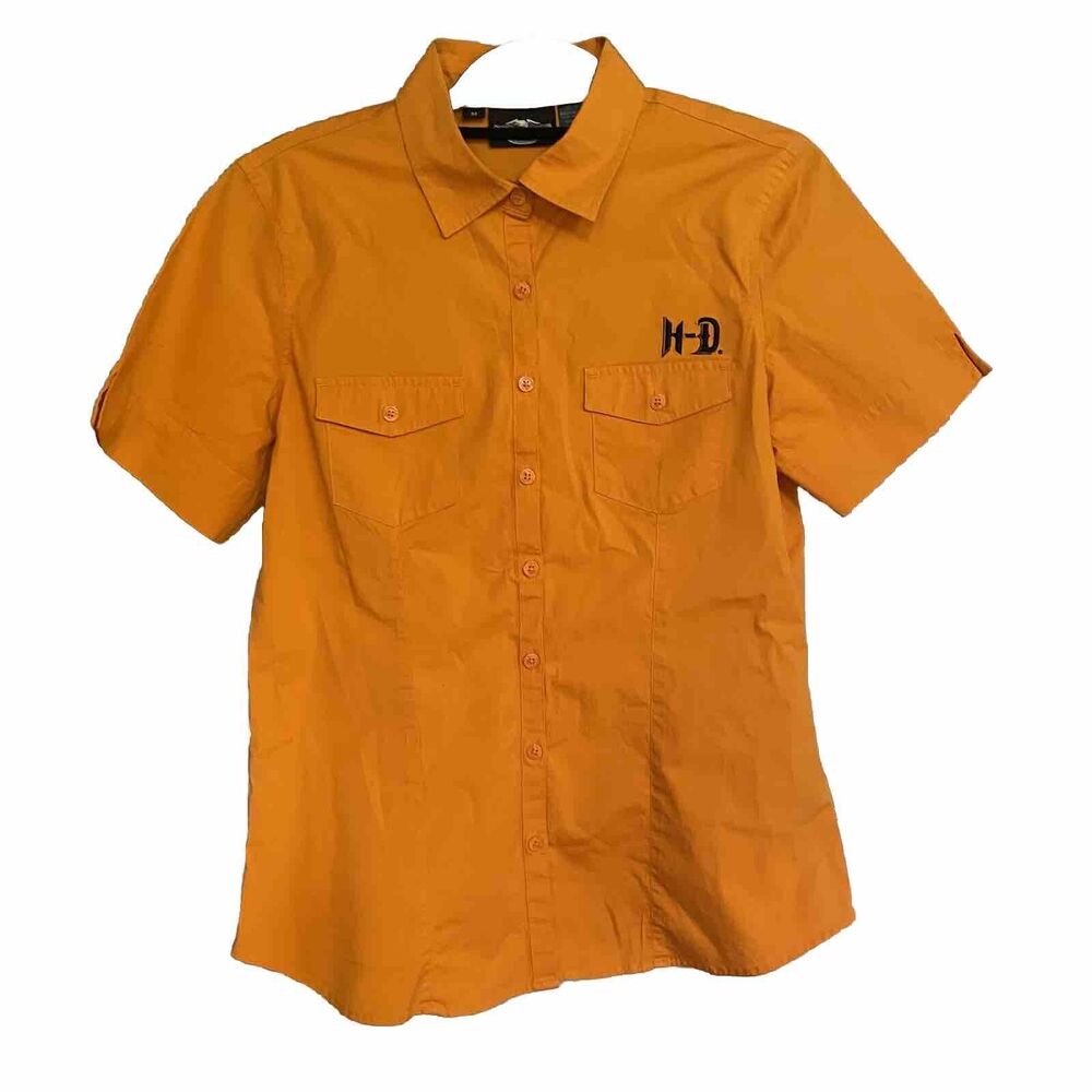 Harley Davidson Top‎ Button Up Short Sleeve Shirt Graphic Lightweight Medium